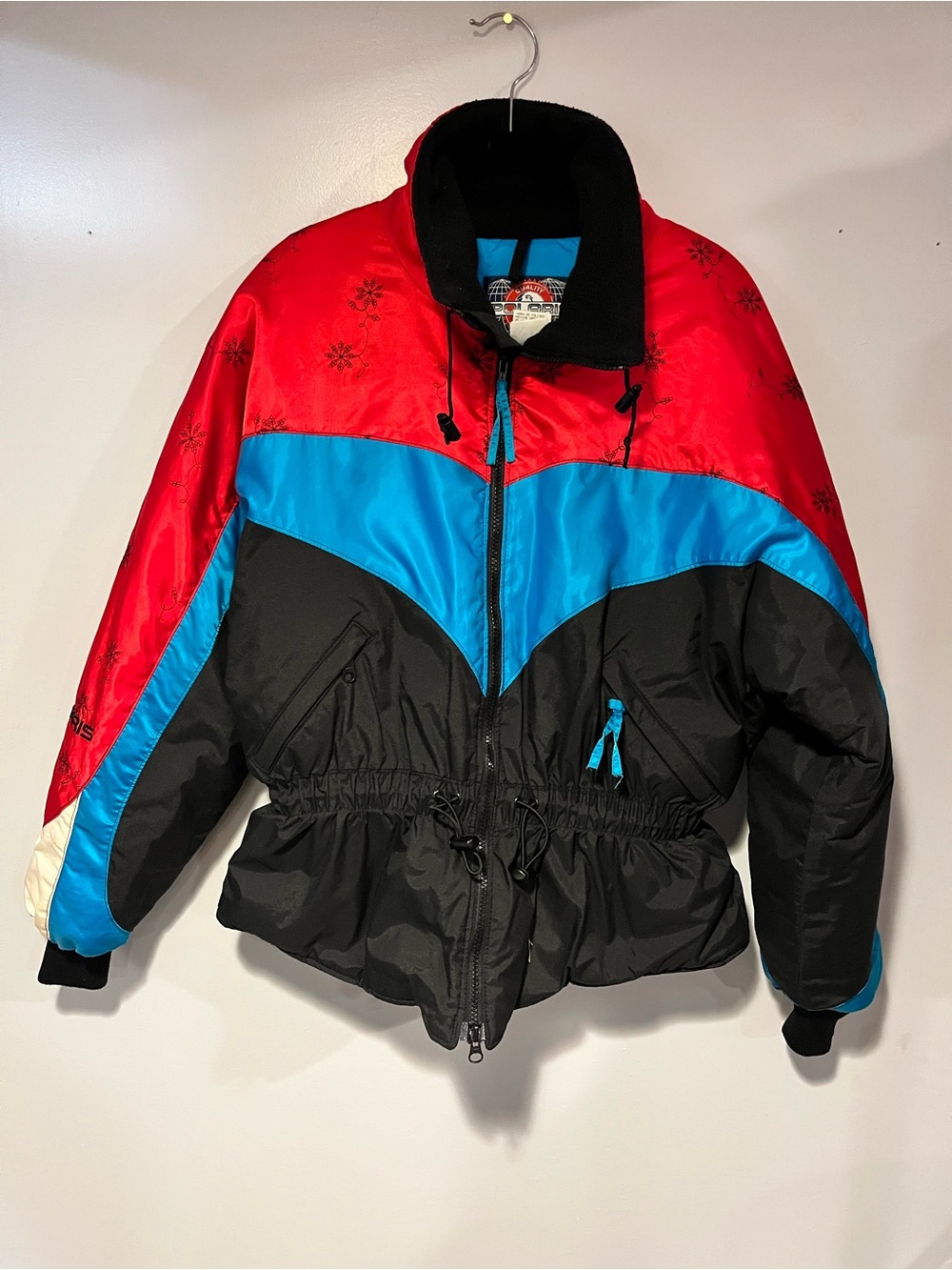 Women's Polaris Colorblock Puffer Jacket - Red, Blue & Black